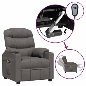 vidaXL Massagestoel elektrisch stof donkergrijs