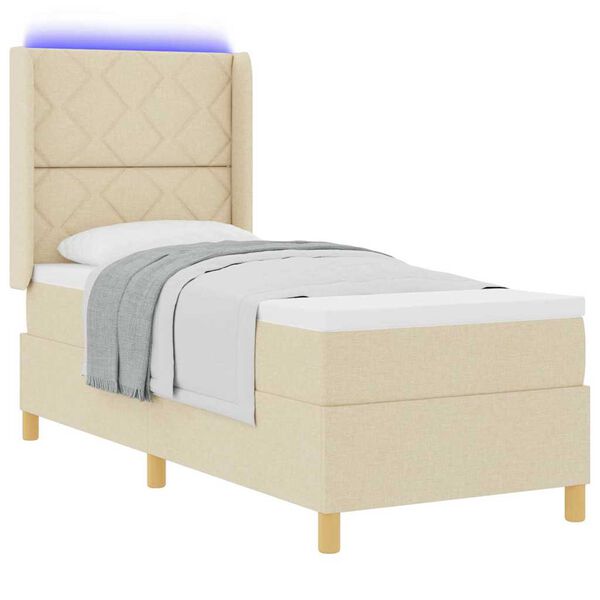 vidaXL Boxspringbed met matras met LED Cr&egrave;me 80 x 200 cm Stof