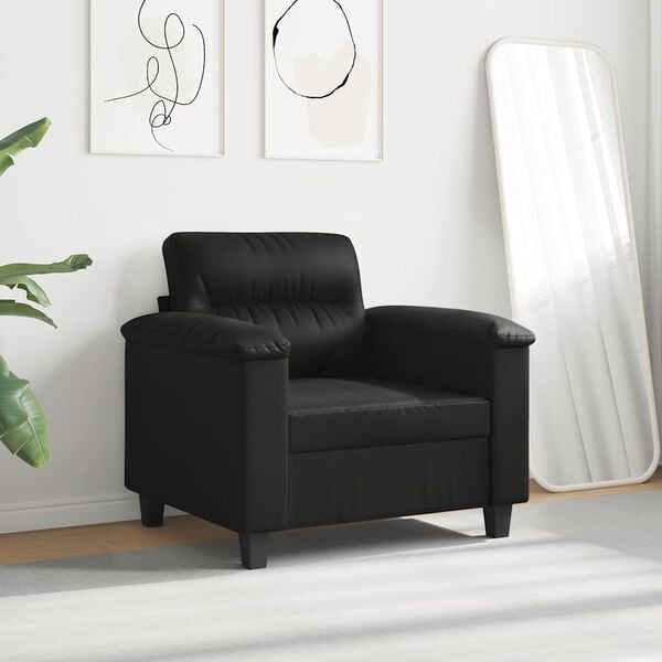 vidaXL Fauteuil 60 cm microvezelstof zwart