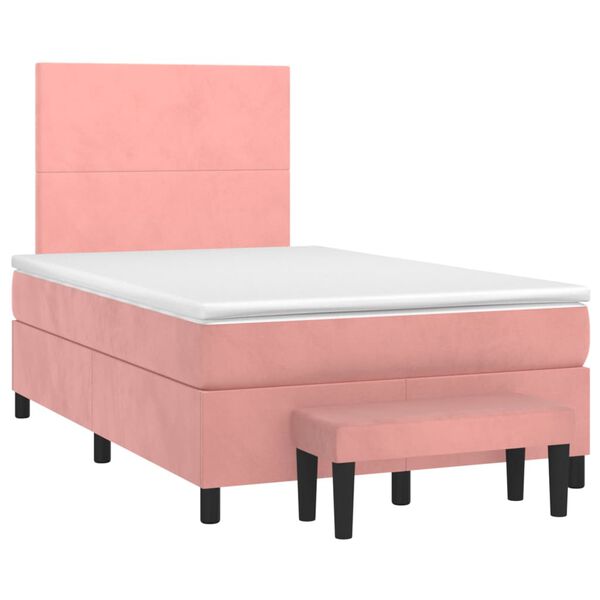 vidaXL Boxspring met matras fluweel roze 120x200 cm