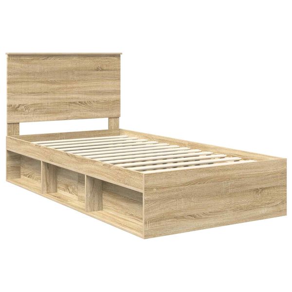 vidaXL Bedframe met hoofdeinde Sonoma 100 x 200 cm Massief grenenhout