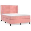 vidaXL Boxspring met matras fluweel roze 140x190 cm