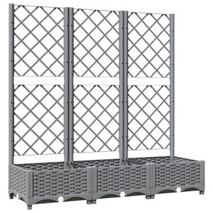 vidaXL Plantenbak met latwerk 120x40x121,5 cm polypropeen lichtgrijs