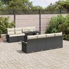 vidaXL Tuin Sofa Set met kussen 9 pcs Zwart Poly riet