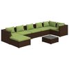 vidaXL 8-delige Loungeset met kussens poly rattan bruin