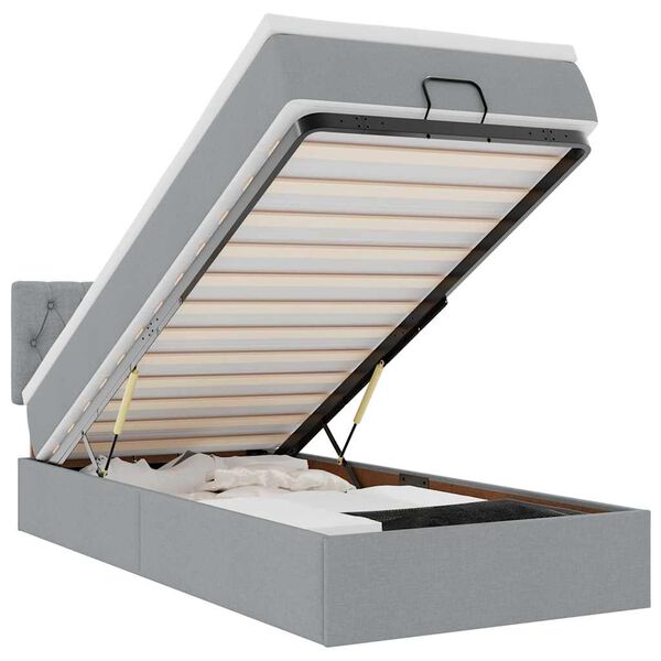 vidaXL Ottoman bed met matras 90x190cm stof lichtgrijs