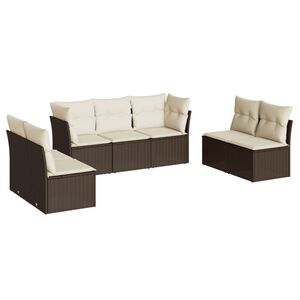 vidaXL 7-delige Loungeset met kussens poly rattan bruin