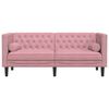vidaXL Tweezitsbank Chesterfield-stijl en bolsters fluweel roze