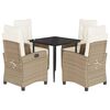 vidaXL 5-delige Tuinset met kussens poly rattan beige