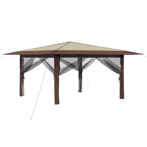 vidaXL Paviljoen met 4 Zijwanden 4 x 4 m Cr&egrave;me en bruin