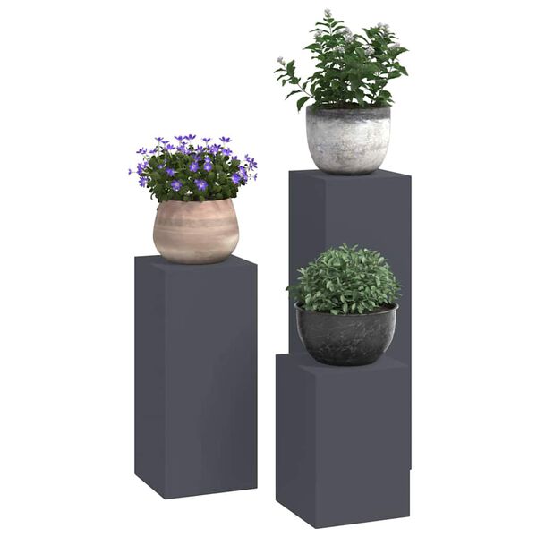 vidaXL Plantenstandaard 3 pcs Antraciet Staal