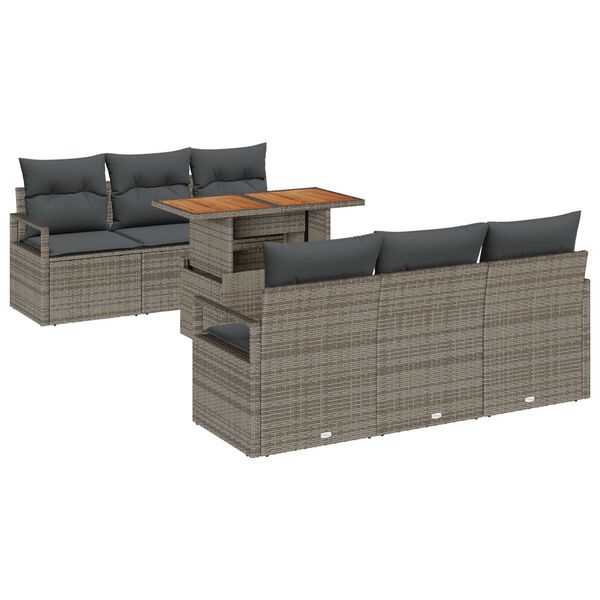 vidaXL Tuin Sofa Set met kussen 7 pcs Grijs