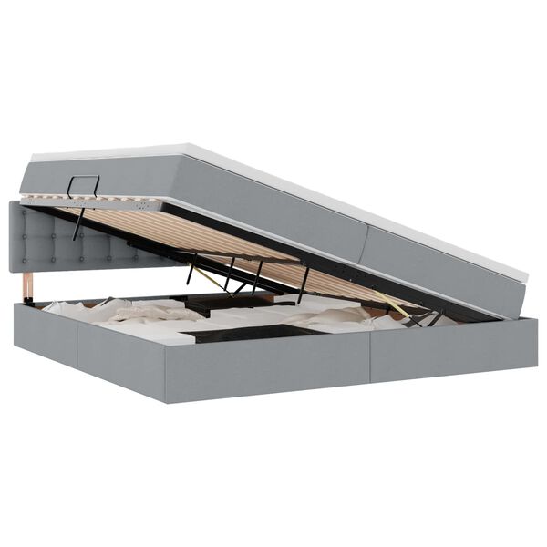 vidaXL Opbergbed met matras Lichtgrijs 200 x 200 cm Bewerkt hout