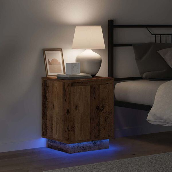 vidaXL Nachtkastje Oudhout 39 x 34,5 x 50 cm Bewerkt hout