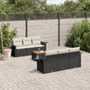 vidaXL 7-delige Loungeset met kussens poly rattan zwart