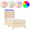 vidaXL Boxspring met matras en LED stof cr&egrave;mekleurig 90x190 cm
