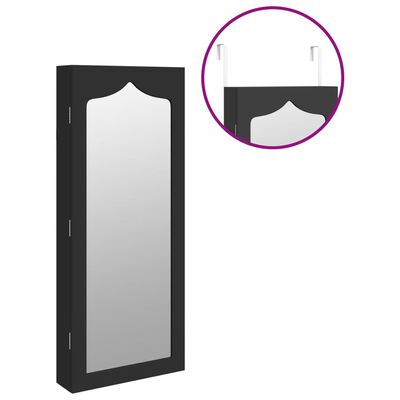vidaXL Sieradenkast met spiegel wandgemonteerd 37,5x10x90 cm zwart