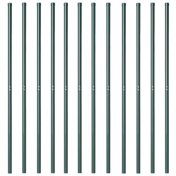 vidaXL Hekpalen 12 pcs Groen Poedergecoat staal