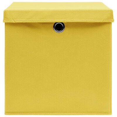 vidaXL Opbergboxen met deksel 10 st 32x32x32 cm stof geel