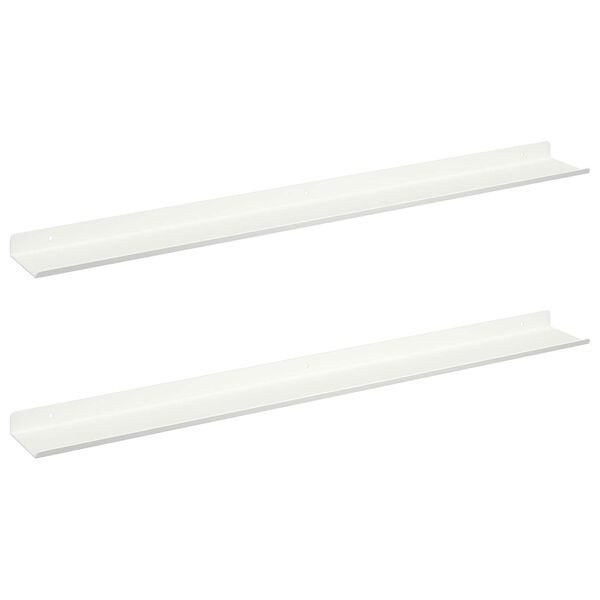 vidaXL Drijvende plank Wandgemonteerd 2 pcs Wit 80 x 9 x 2,5 cm Staal