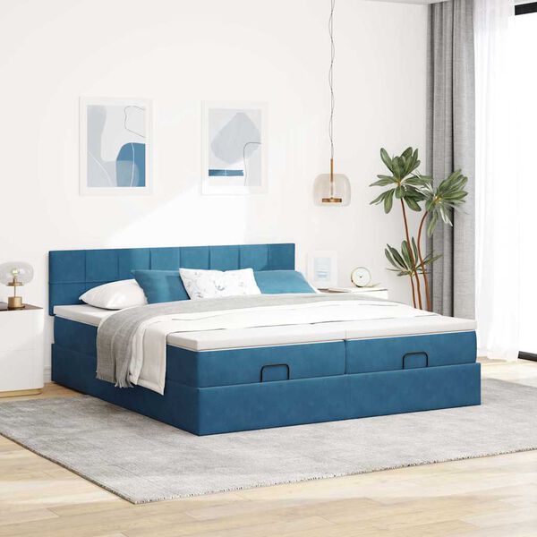 vidaXL Ottoman bed met matrassen en LED's 180x200cm fluweel