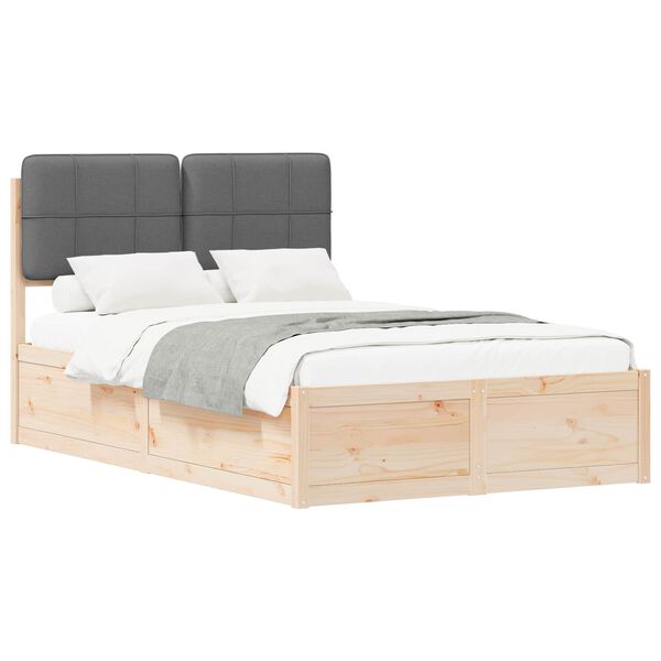 vidaXL Bedframe met Gevoerd Hoofdgedeelte Donkergrijs 120 x 190 cm