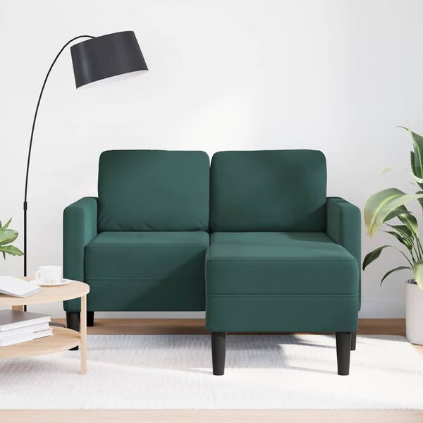 vidaXL 2-zitsbank met chaise L-vorm donkergroen 125 cm fluweel