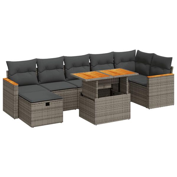 vidaXL 5-delige Loungeset met kussens poly rattan grijs