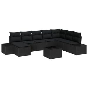 vidaXL Tuin Sofa Set met kussen 9 pcs poly rattan