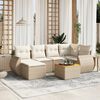 vidaXL 7-delige Loungeset met kussens poly rattan beige