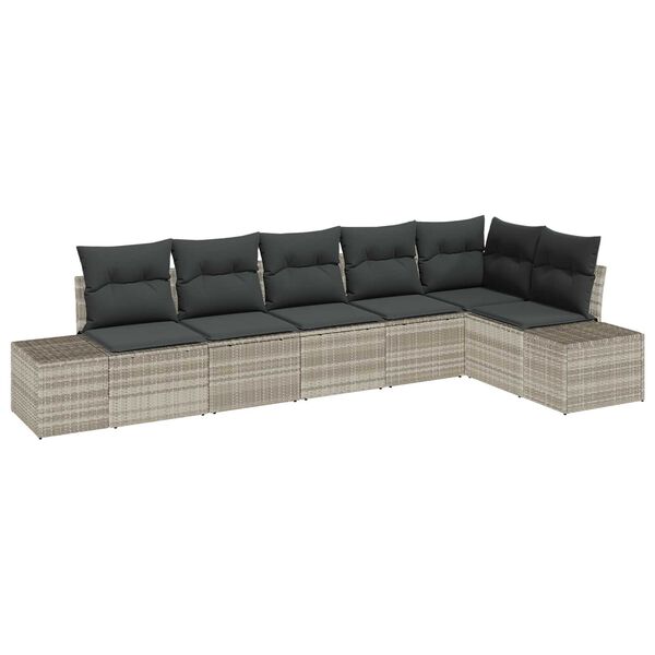 vidaXL Tuin Sofa Set met kussen 6 pcs Lichtgrijs poly rattan