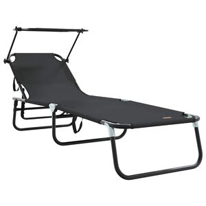 vidaXL Opvouwbare zonnebed Zwart 190 x 57 x 81 cm oxford
