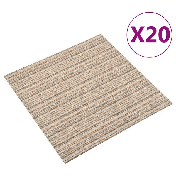 vidaXL Tapijt 20 pcs Gestreept Beige 50 x 50 cm 100% Polypropyleen