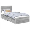vidaXL Bedframe Grijs Sonoma en Zilver 75 x 190 cm Bewerkt hout