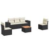 vidaXL 6-delige Loungeset met kussens poly rattan zwart