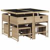 vidaXL 9-delige Tuinset met kussens poly rattan gemengd beige