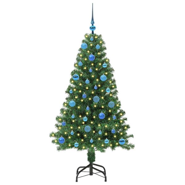 vidaXL Kunstkerstboom Groen 150 cm PVC en Staal en Kunststof