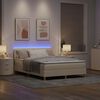 vidaXL LED Box Spring Bed met matras met LED Cr&egrave;me 140 x 200 cm Stof