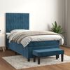 vidaXL Boxspring met matras fluweel donkerblauw 90x190 cm
