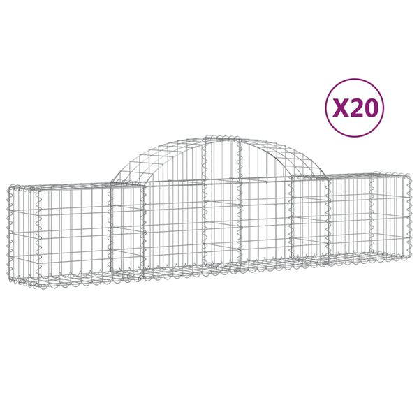 vidaXL Schanskorven 20 st gewelfd 200x30x40/60 cm gegalvaniseerd ijzer
