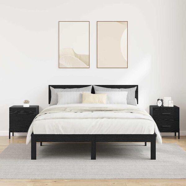 vidaXL Nachtkastje 2 pcs Zwart Eiken 40 x 35 x 47,5 cm Bewerkt hout