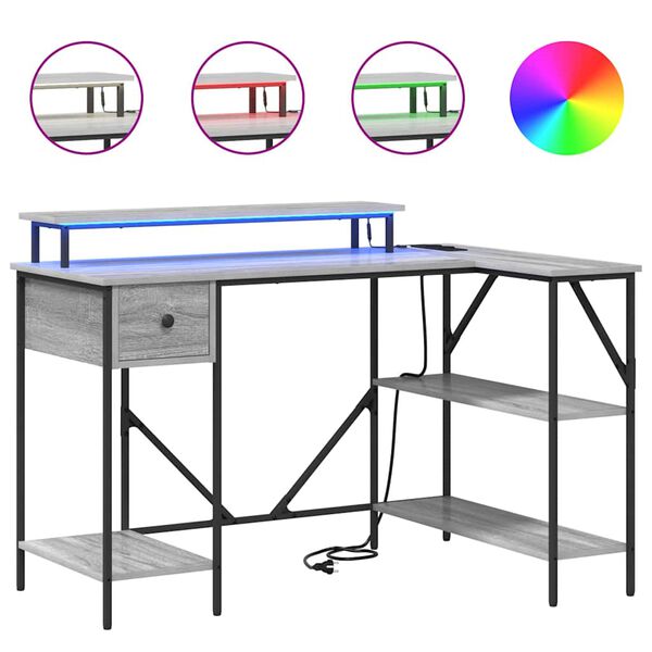 vidaXL Bureau met lade Grijs Sonoma 120 x 79 x 86,5 cm Bewerkt hout