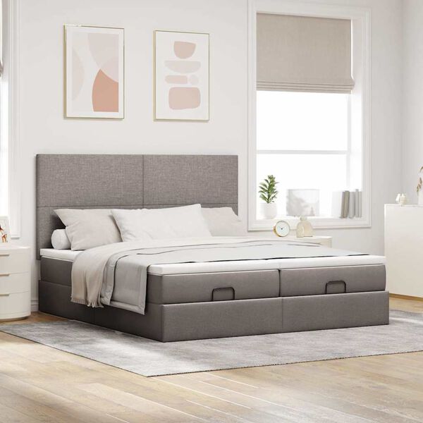vidaXL Ottoman bed met matrassen 160x200cm stof taupe