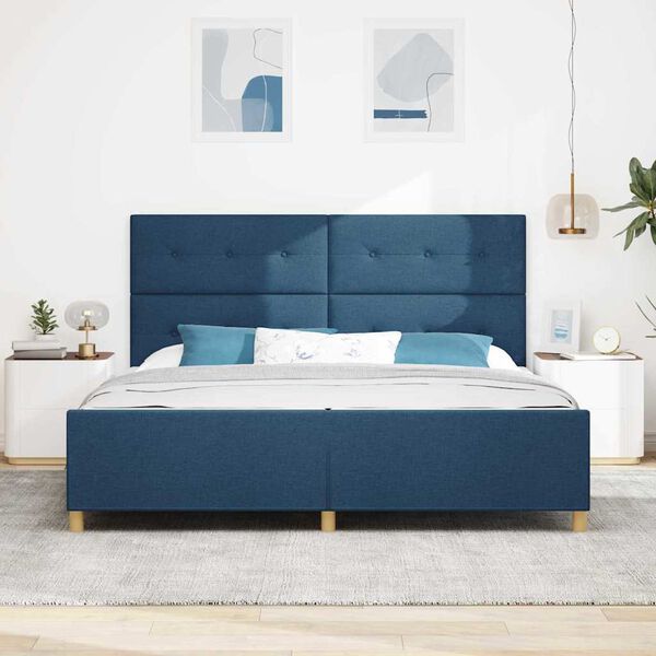 vidaXL Bedframe met hoofdeinde Blauw 200 x 200 cm Stof