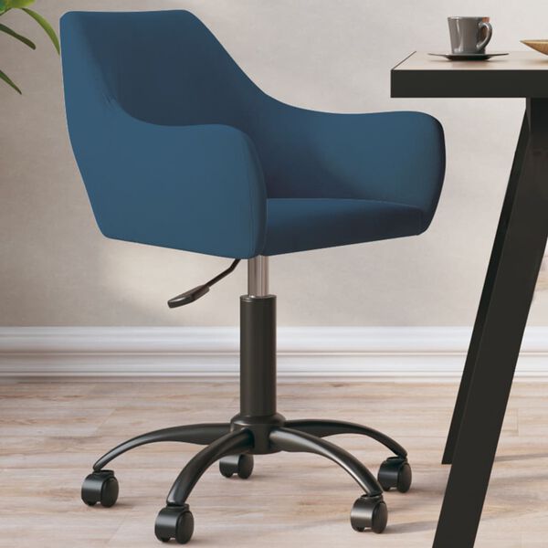 vidaXL Eetkamerstoel draaibaar fluweel blauw