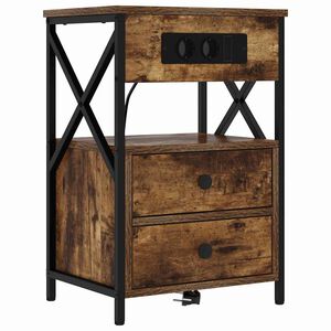 vidaXL Nachtkastje Gerookt eiken 40 x 31 x 60 cm Bewerkt hout