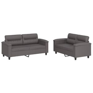vidaXL 2-delige Loungeset met kussens kunstleer grijs