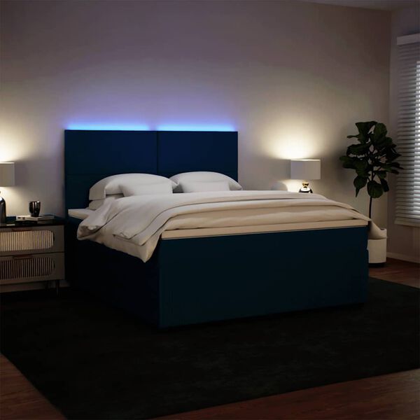 vidaXL Boxspring met matras fluweel blauw 180x200 cm