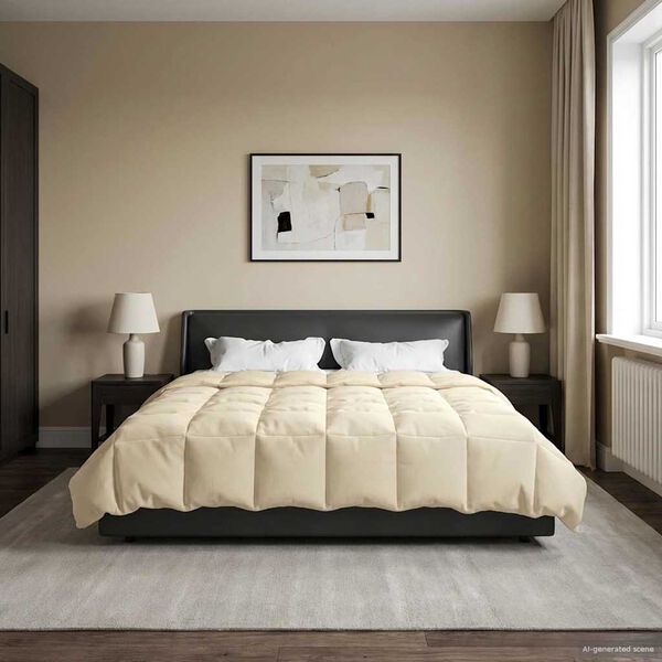 vidaXL Winter Dekbed Gekwilt Cr&egrave;me 220 x 260 cm Microfiber