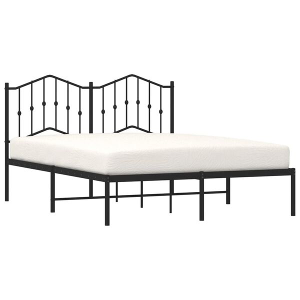 vidaXL Bedframe met hoofdbord metaal zwart 140x190 cm